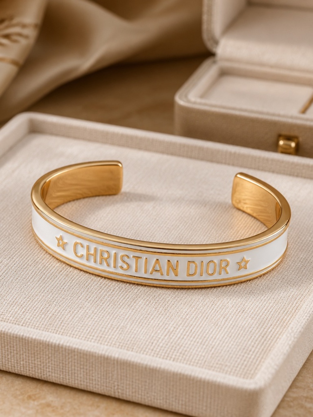 Dior Women's Gold and White Bracelet